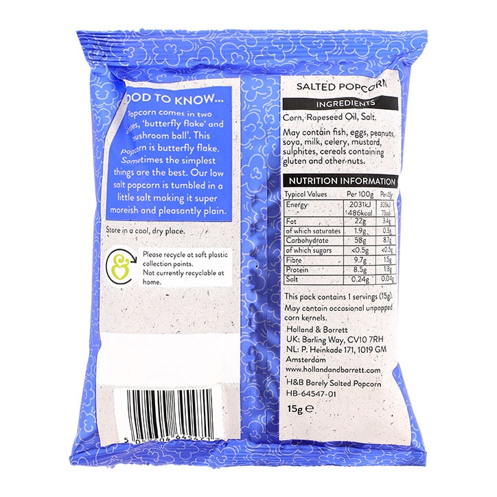 Holland & Barrett Popcorn Barely Salted 15g